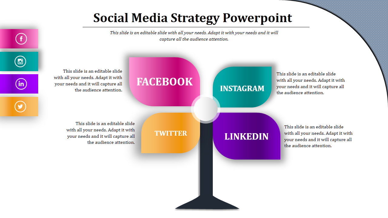 EyeCatching MultiColor Social Media Strategy PowerPoint Template